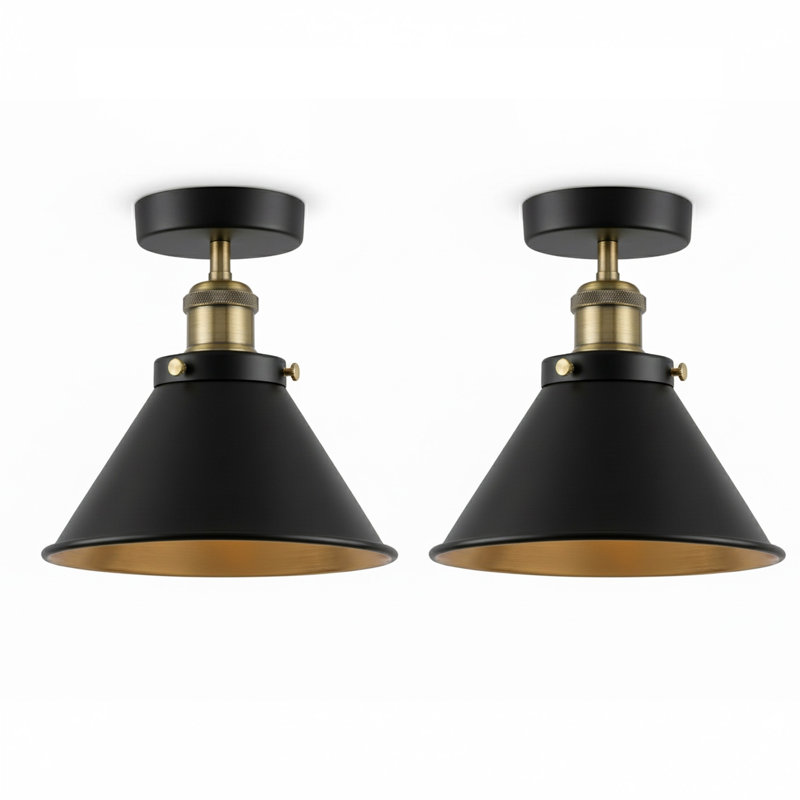 Semi Flush Mount, Black inner Gold, Black inner Gold