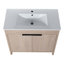 Meuble-lavabo autoportant de 36 pouces avec lavabo en céramique blanche et 2 portes d'armoire à fermeture en douceur