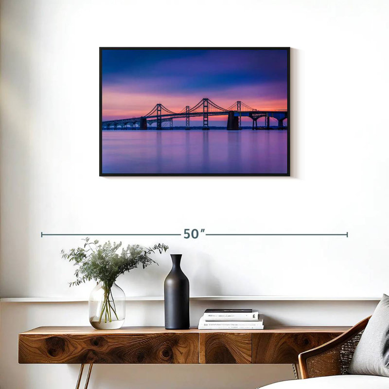 Majestic Chesapeake Bay Bridge, Cadre flottant noir, 31 po x 21 po