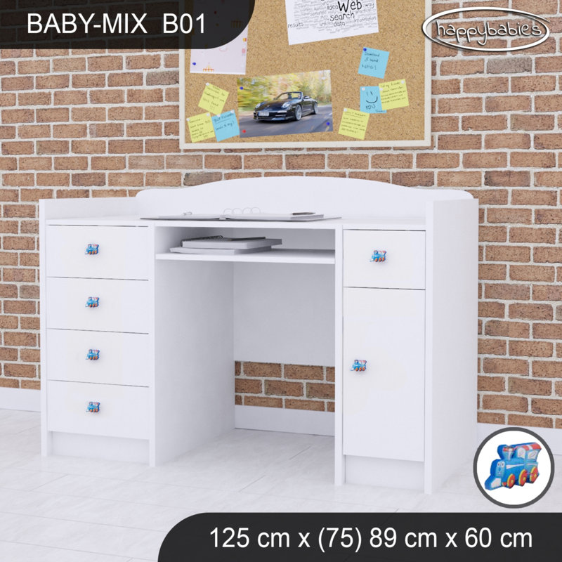 125cm Computer Desk, White
