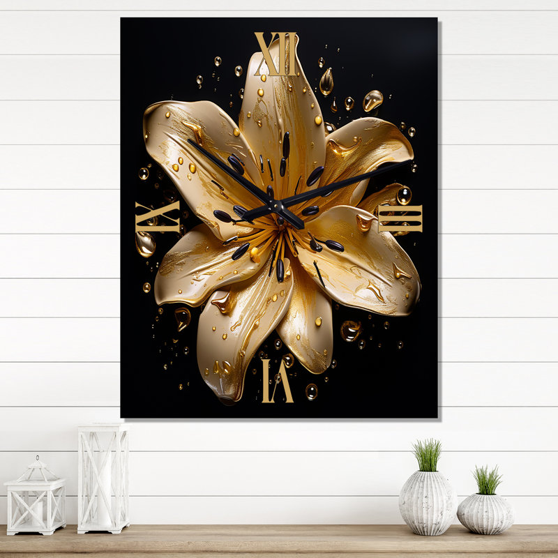 Horloge murale moderne Golden Lily, Médium