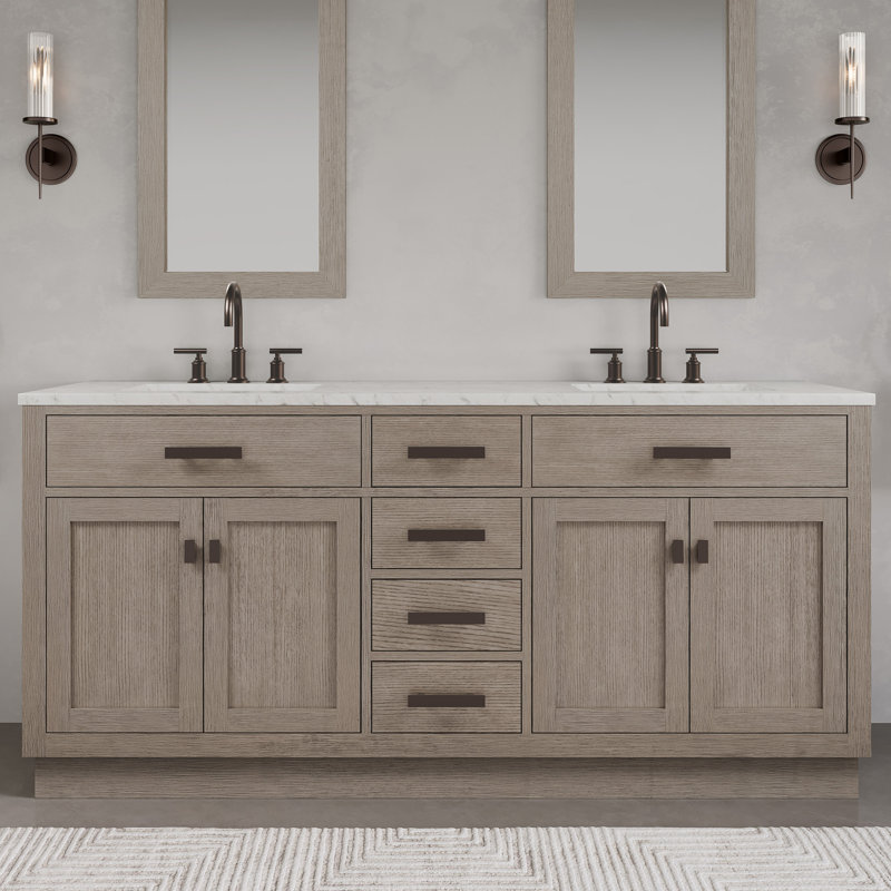 Argenta 72" W x 22" D x 34" H Double Bathroom Vanity, Gray Oak