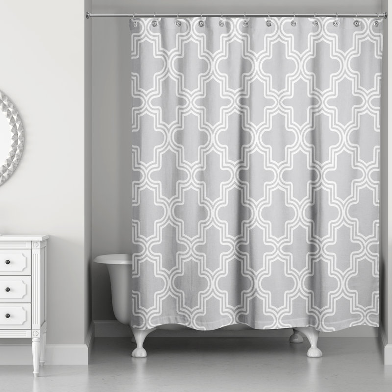 Brody Geometric Shower Curtain, Gray/White