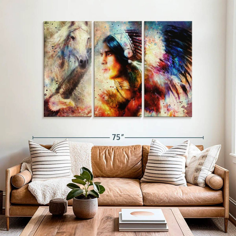 Lelar American Indian Warrior, 42" H x 65" W