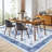 Washable Area Rug, Vintage Printed Low Pile Non Slip Foldable Polyester Carpet, for Living Room Bedroom, Blue Tone, 10'x13'-867903104-867903110