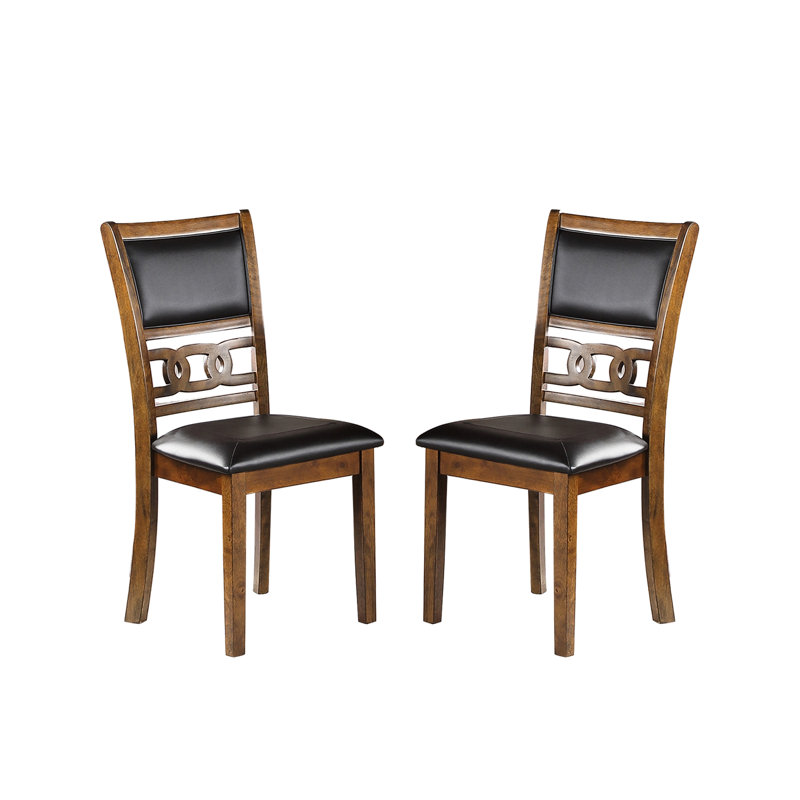 Ensemble de 2 chaises de salle à manger rembourrées au fini noyer avec revêtement en similicuir et design robuste