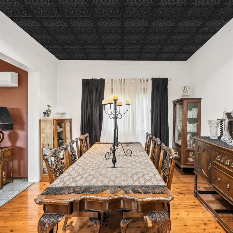 Paquet de 12 tuiles de plafond décoratives embossées Fasarxiu X 2 pi - Très épais, ignifuge, imperméable, réutilisable, PVC de qualité supérieure, sans affaissement et casse (48 pieds carrés / caisse)