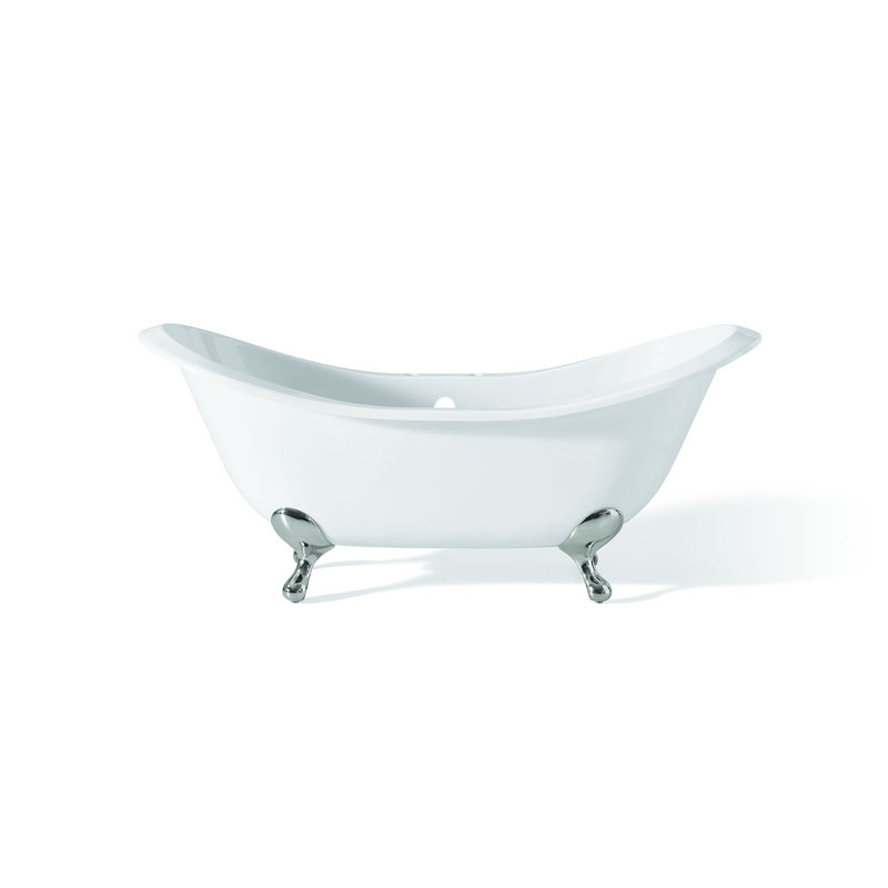 Regency 68'' x 31'' Soaking Cast Iron Bathtub, Chrome, White Interior with Custom Exterior