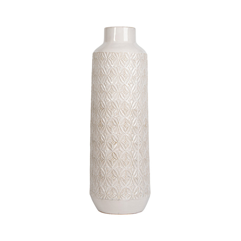 Harmie Handmade Ceramic Floor Vase for Living Room Decoration, Modern White Table Vase Home Decor, 61cm H x 20cm W x 20cm D