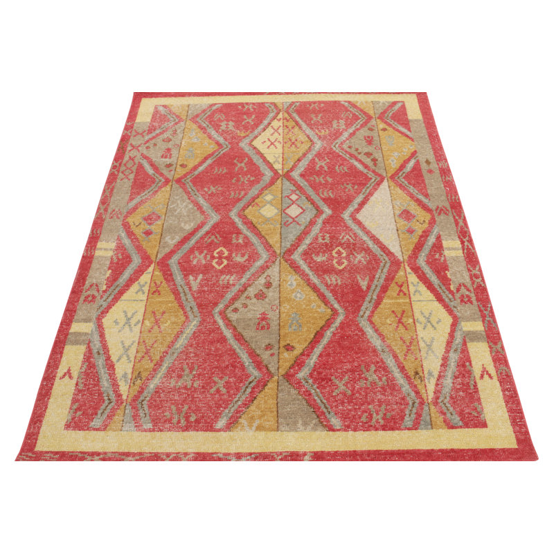 Distressed Homage Hand Knotted Wool Geometric Area Rug, Rectangle 8' x 10'