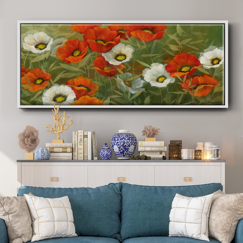 Poppy Symphony- Framed Canvas, 8" H x 20" W