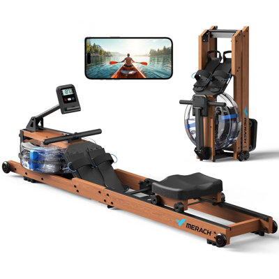 Rameur d'eau MERACH, pliable, capacité de 400 lb avec moniteur et application gratuite