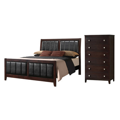 Ensemble de chambre à coucher avec commode 2 pièces Horne Cappuccino