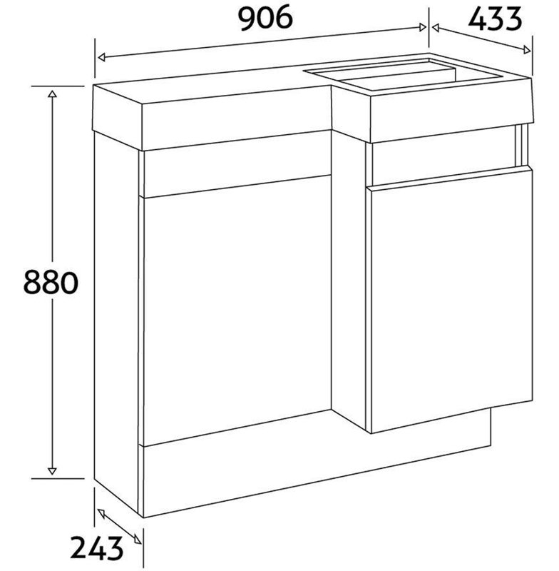 Bathroom Vanity with Integrated Composite Resin Basin, Gloss White