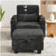 Canapé inclinable simple avec dossier réglable manuellement, port de charge USB sur le côté de l'accoudoir, support pour téléphone inclus, rangement pour accoudoirs dissimulé et repose-pieds de rangement assorti - noir-1437442527