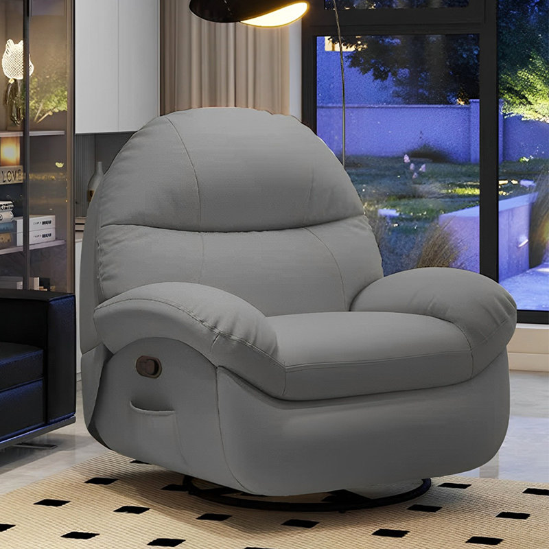 Ismaila Faux Leather Recliner, Gray Faux Leather