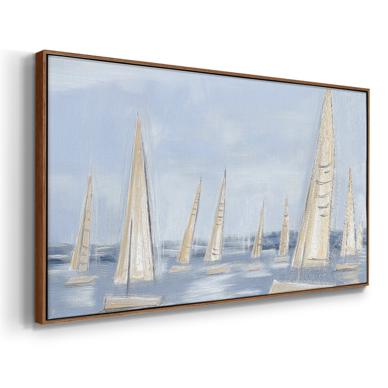 Nautical Series-CCXXXIII- Framed Gallery Wrapped Canvas -Ready to Hang, Walnut, 21" H x 41" W