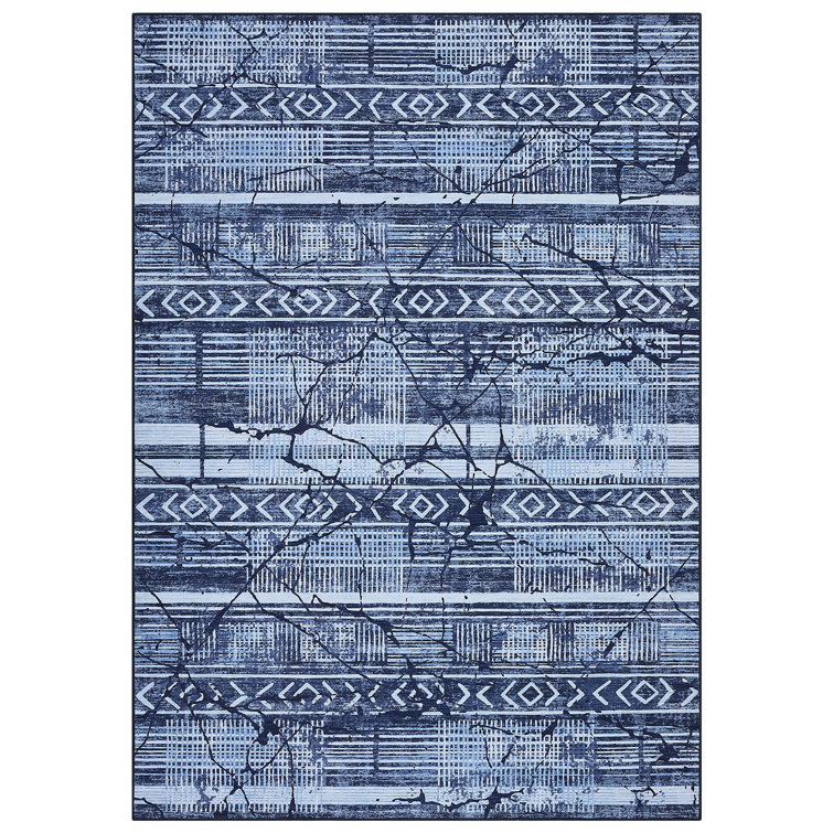 Boho Machine Washable Rug with Rubber Backing for Living Room Modern Non-Slip Dining Room Rug Non-Shedding Faux Wool Rugs for Bedroom Floor Carpet for Office Nursery Playroom
