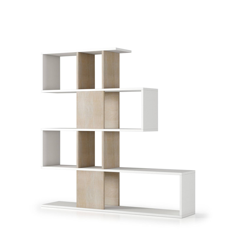 Gursharon 145cm H x 145cm W Standard Bookcase, White/Oak