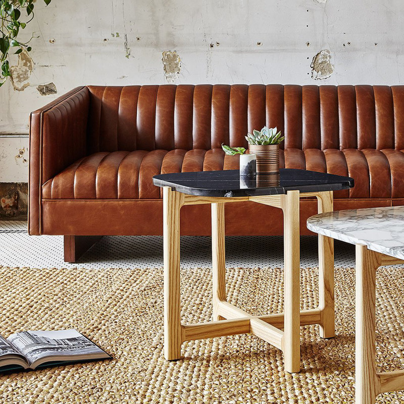 Wallace Sofa, Saddle Brown Genuine Leather