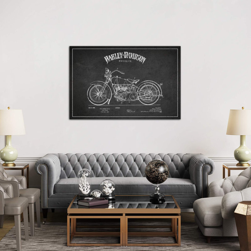 Harley-Davidson 1 Piece Floater Frame Wall Art on Canvas, 20.32 cm H x 30.48 cm W, No Frame