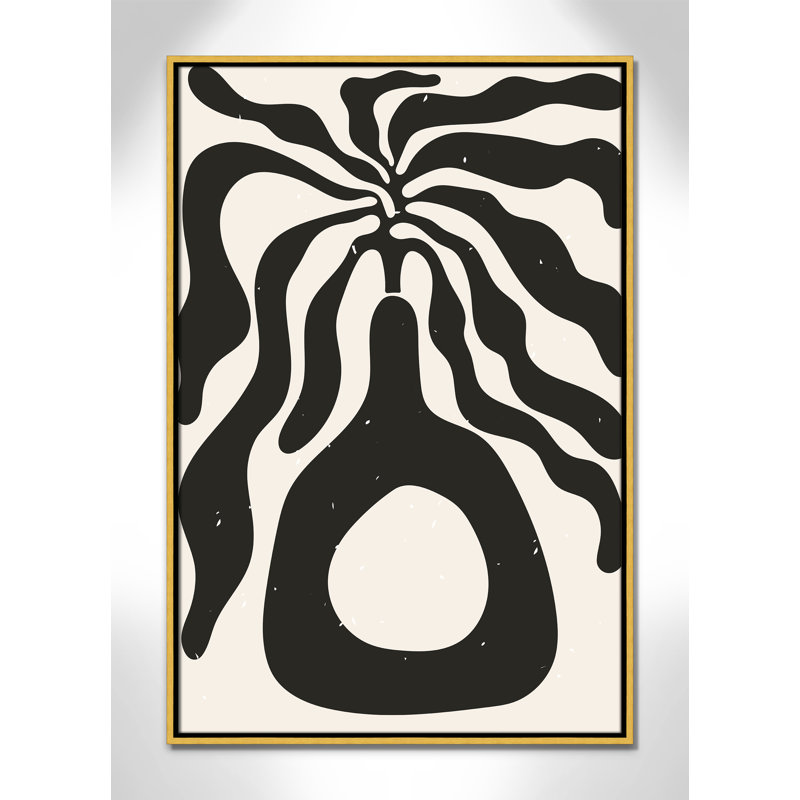 «Henri Matisse», reproduction d'algues noires par Stanley, L 25,5 po x H 37,5 po, Toile avec cadre, Flotteur doré