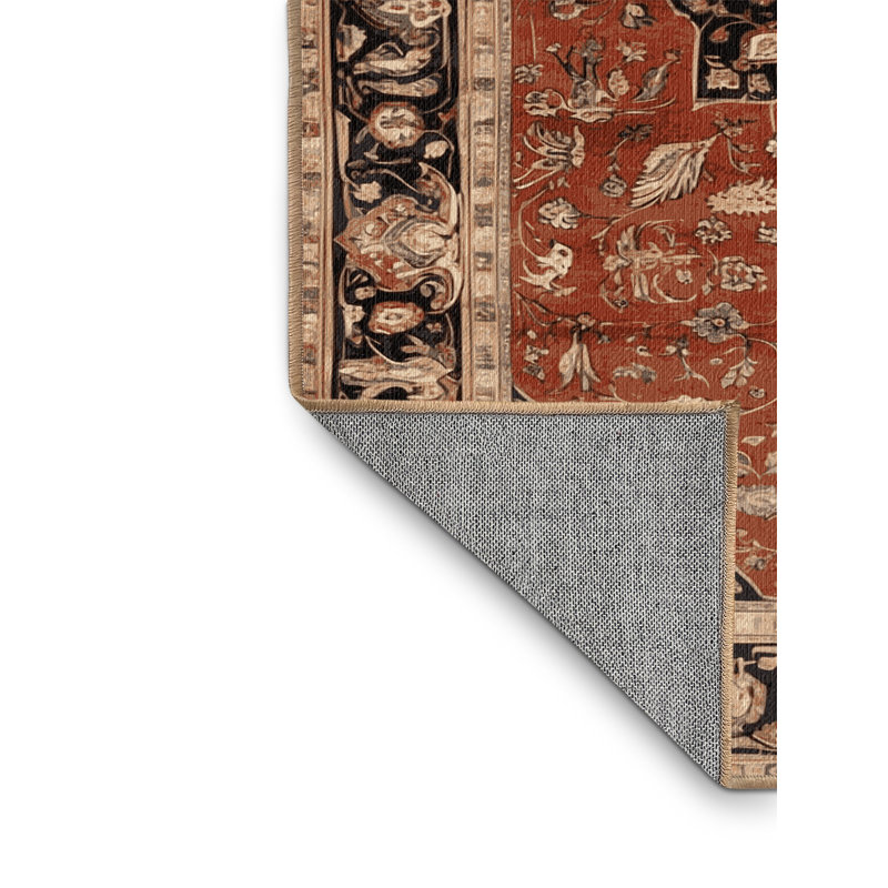 Tapis brun lavable à la machine, Rond 3 pi