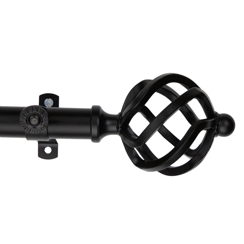 Tringle à rideaux simple réglable de 66 à 120 po Serna, Noir, H 2,5 po x l 48 po x P 2,75 po