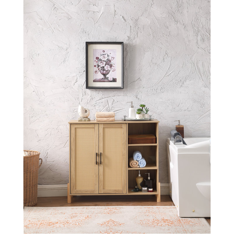 Armoire d'appoint en métal Denman avec portes en filet et tablettes ouvertes