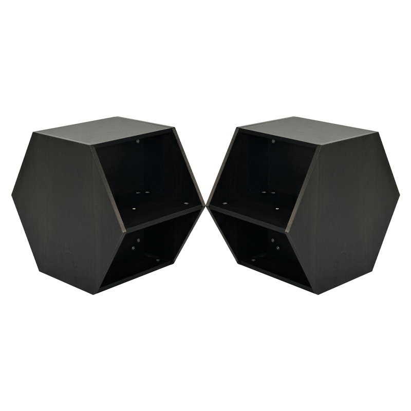 2Pcs Hexagonal Side Table With Elegant Lines And Functionality - 46.95'' Coffee Nightstand Robust Abundant Storage Options