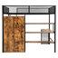 Lit mezzanine double en métal de style moderne avec bureau, garde-robe, tablettes