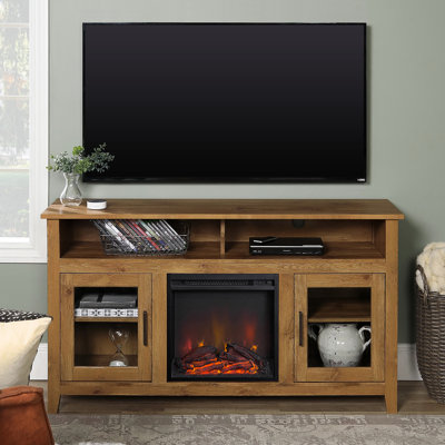 Classic Glass-Door Fireplace Tall TV Stand For Tvs Up To 65 -  Audiohome, AHYDRF-B185P169430