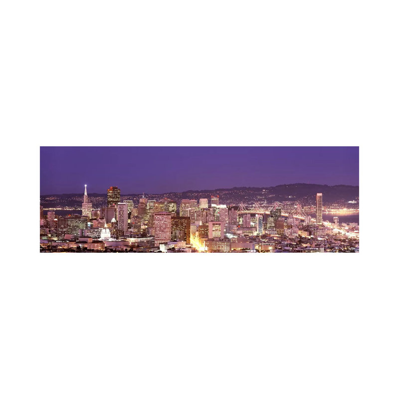 High Angle View Of A City At Dusk, San Francisco, California, USA - Wrapped Canvas Panoramic Print