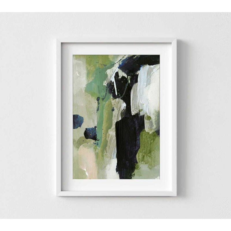 Chute d'eau, art mural: aquarelle monochrome, 12" H x 16" W, Blanc, White, White