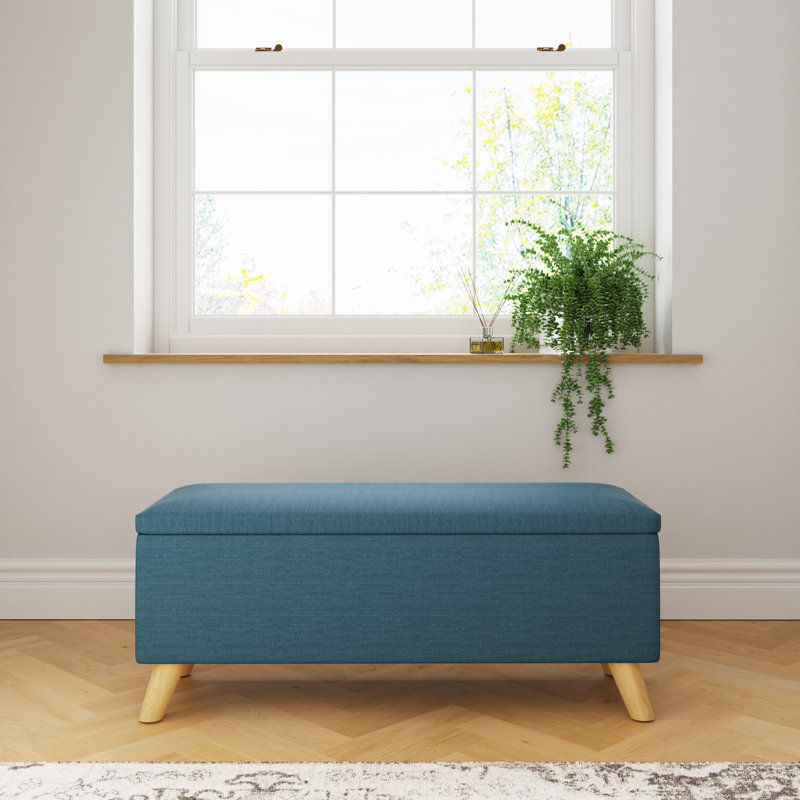 Caver 98cm Wide Rectangle Solid Colour Ottoman with Storage, Teal