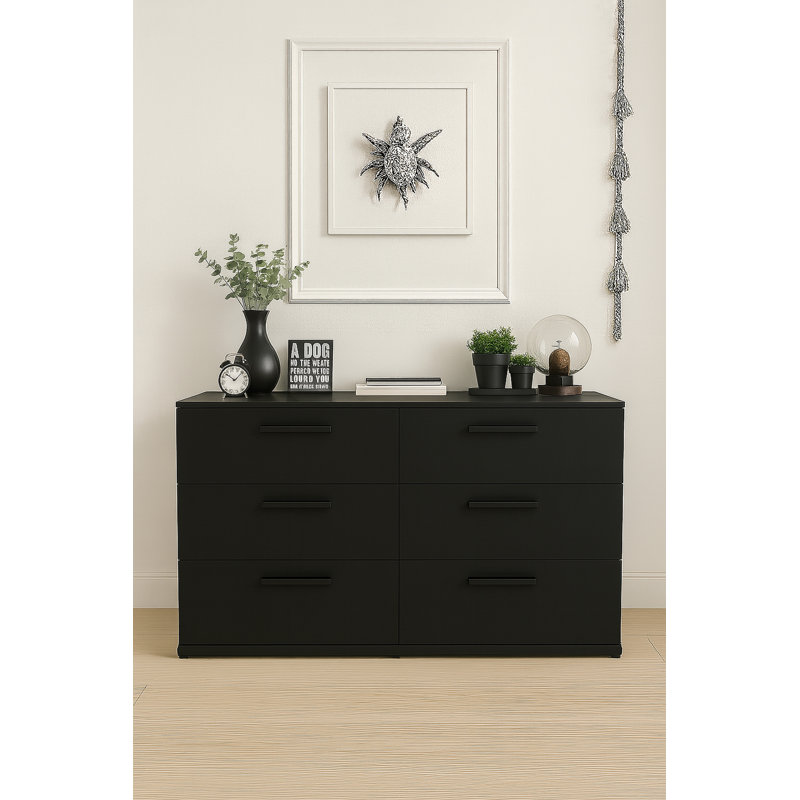 Commode noire à trois tiroirs Morgan