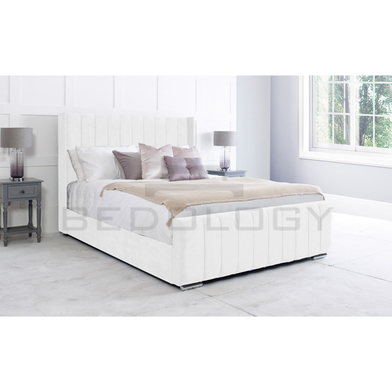 Anhat Upholstered Storage Bed, King (150 x 200 cm), White