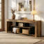 Console 63 po en bois, table d'entrée longue avec cubes de rangement