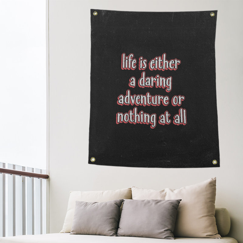 Tapisserie tableau noir en polyester life citation adventure, H 80 po x l 59 po, Rouge
