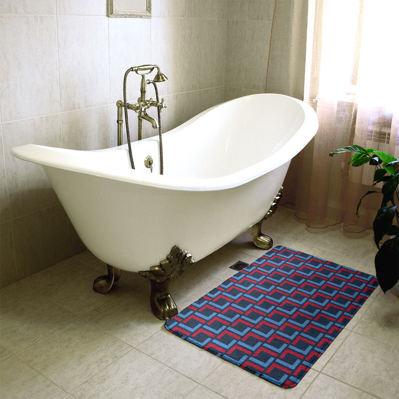 Tapis pour salle de bain Baltimore, l 17 po x L 24 po, Bleu marine / bleu / rouge