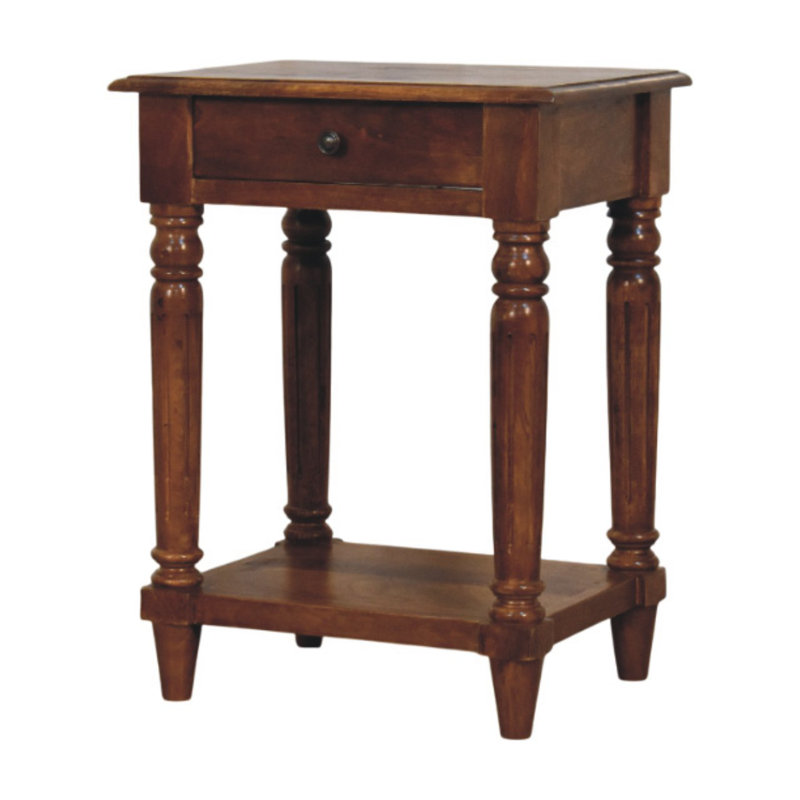 Table d'appoint 1 tiroir Turned Legs Chestnut