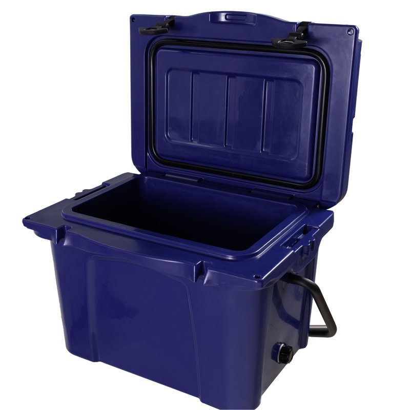 Glacière portative 25 pte avec rétention de froid de 5 jours, porte-gobelet et drainage en forme de V rapide. Idéal pour le camping en bord de mer, capacité rigide de 30 canettes, support. Convient