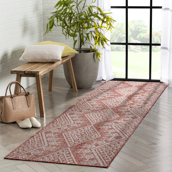 Union Rustic Marigona Tribal Diamond Pattern Indoor/Outdoor Red Flat ...