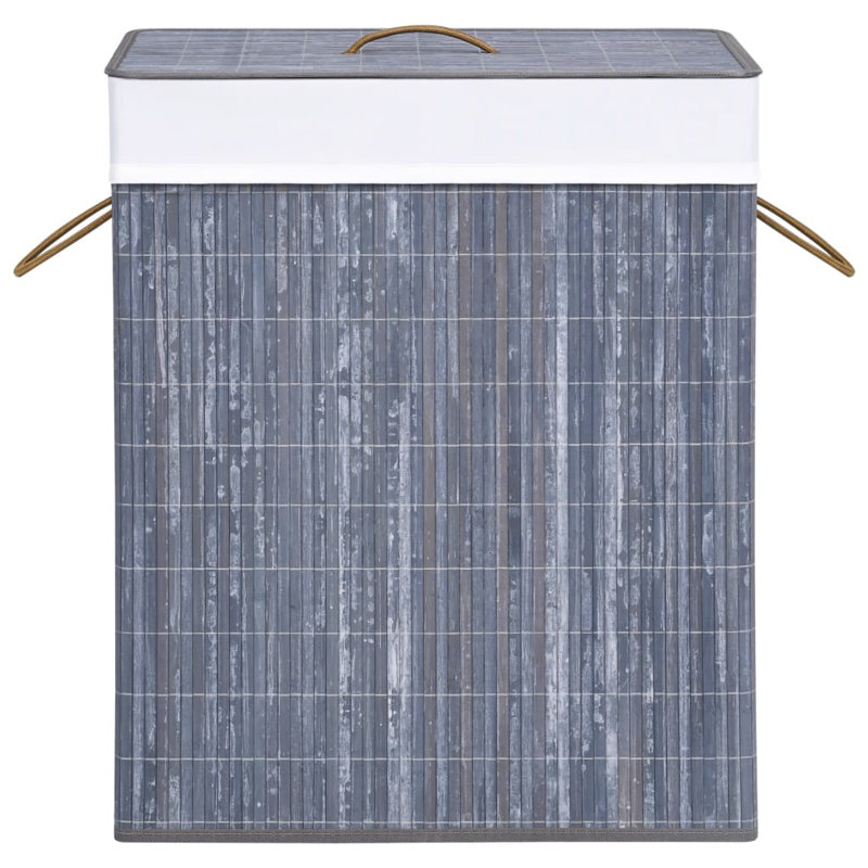 Collapsible Laundry Basket Laundry Bin Dirty Clothes Hamper Bamboo, Gray, Medium (24.6" H x 20.5" W x 12.6" D)