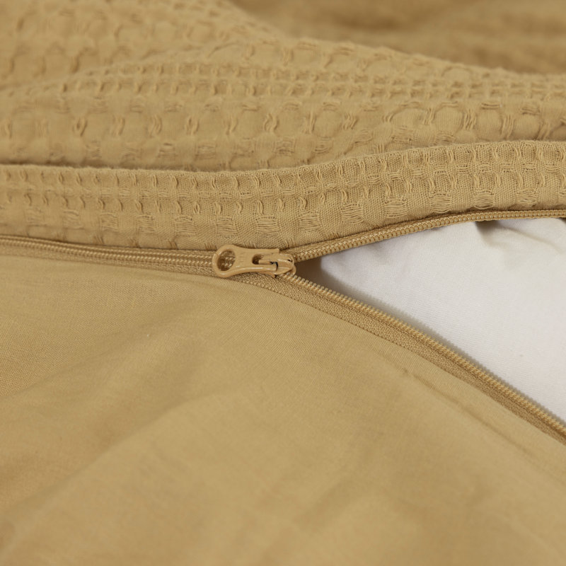 Dreamology Waffle Weave Duvet Cover, King Duvet Covers,100% Cotton Waffle Duvet Covers with Zipper Closure, Soft Luxury Textured & Breathable, 2 Pillow shams, 1 Duvet Cover (Mustard, King)