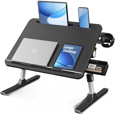 Foldable Bed Desk for Laptop,Ink Black