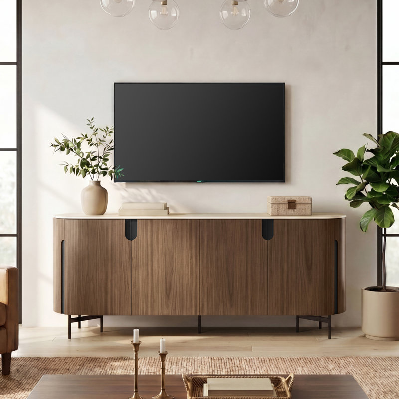 Buffet moderne en bois de 78 po avec tablettes réglables