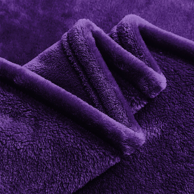 Faux Fur Reversible Fleece Throw Blanket – Soft & Cozy, Purple, Single (3')