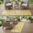8' Runner Gold and White Floral Washable Non Skid Indoor Outdoor Runner Rug