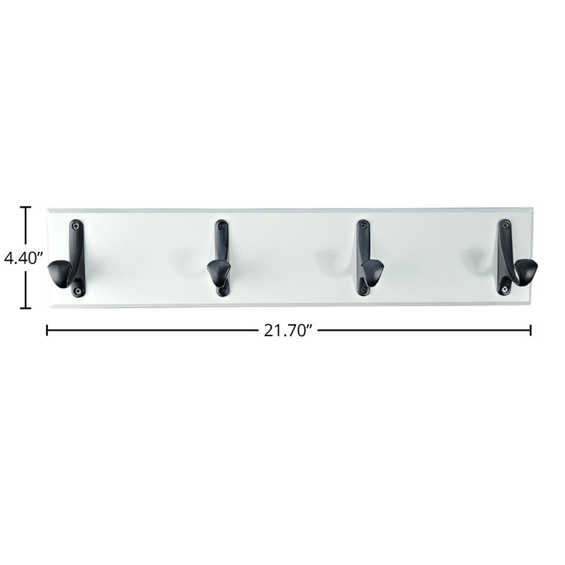 Emmaly Wall 4 - Hook Wall Mounted Coat Rack, White/Black